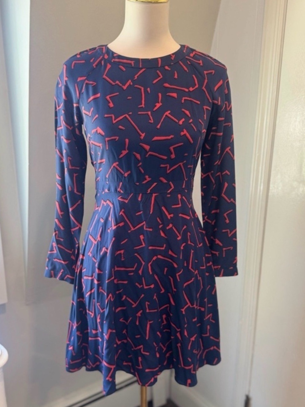 Shoshanna | 100% Silk Printed Carla Dress Modern Red & Navy |‎ Size 0